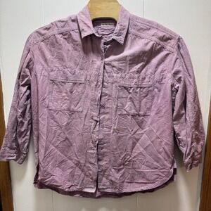 We The Free Pink Purple Women's Button Down Shirt Size Large Thick‎ Over Sized